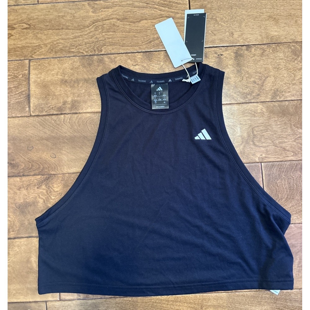 adidas Women Essential Training Tank Top Sz Large Black  Climacool JF1025 NEW